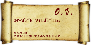 Offák Vitális névjegykártya